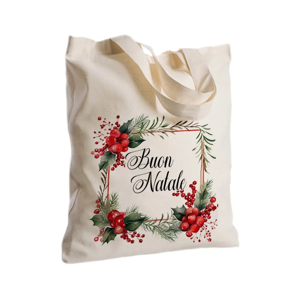 Borsa Shopper in Tessuto " Buon Natale " 2 pz