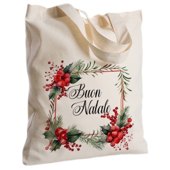 Borsa Shopper in Tessuto " Buon Natale " 2 pz