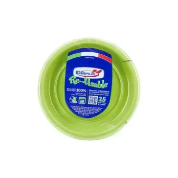 25 piatti Dessert in plastica riutilizzabili 17 cm verde lime