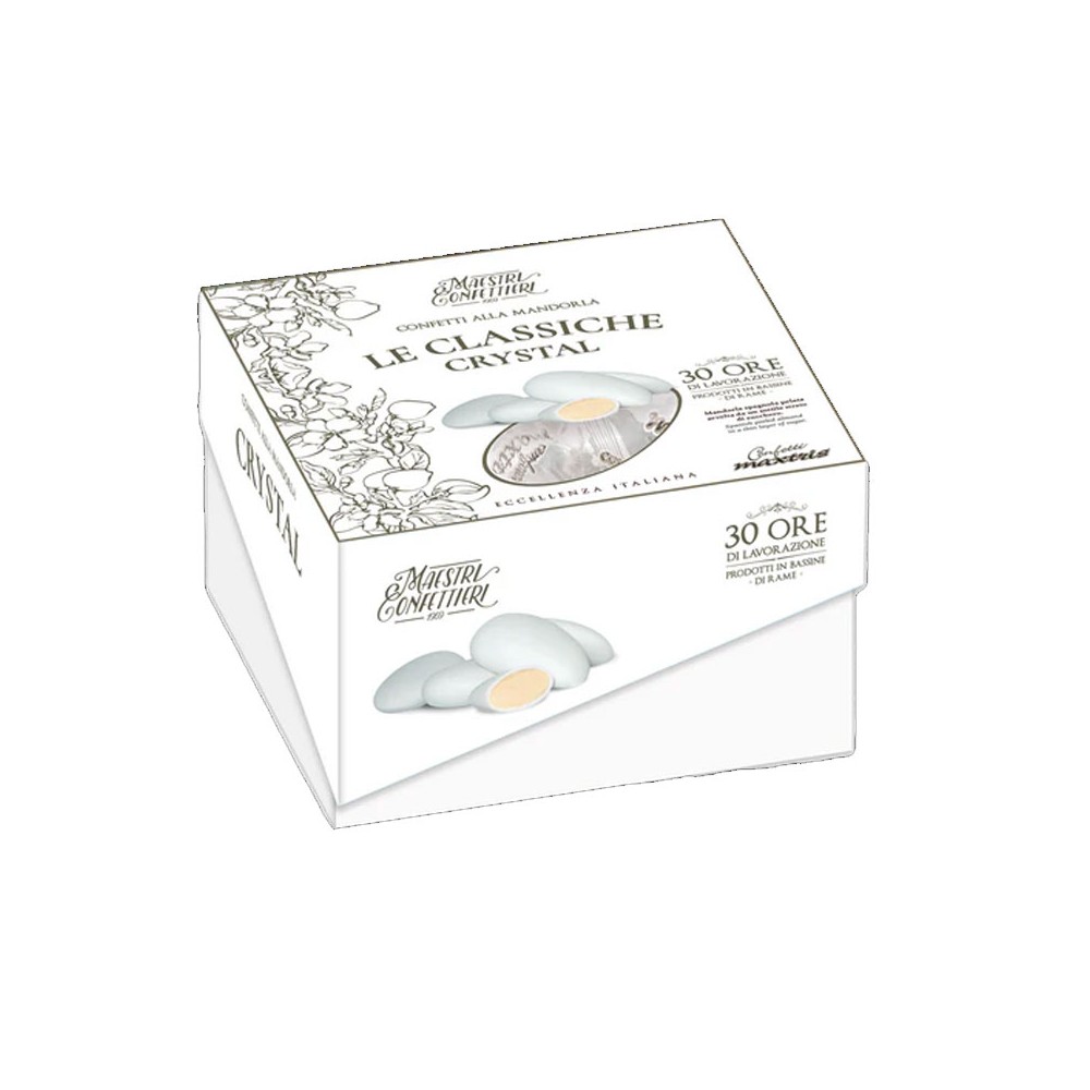 Confetti alla Mandorla CRYSTAL ALMOND Bianchi Incartati in Vassoio500g DMMAN