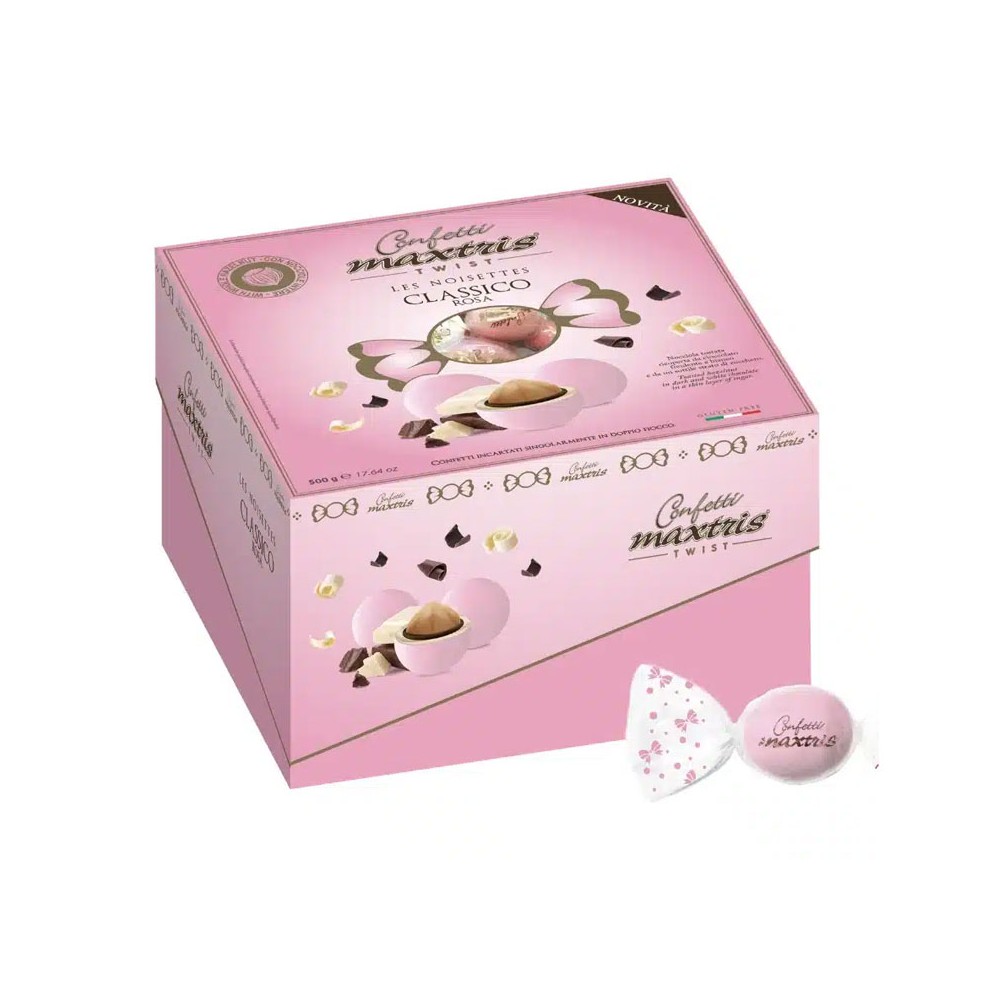CONFETTI Cadeaux TWIST NOISETTES Rosa 500g INCARTATI A CARAMELLA - TWCADNOIR
