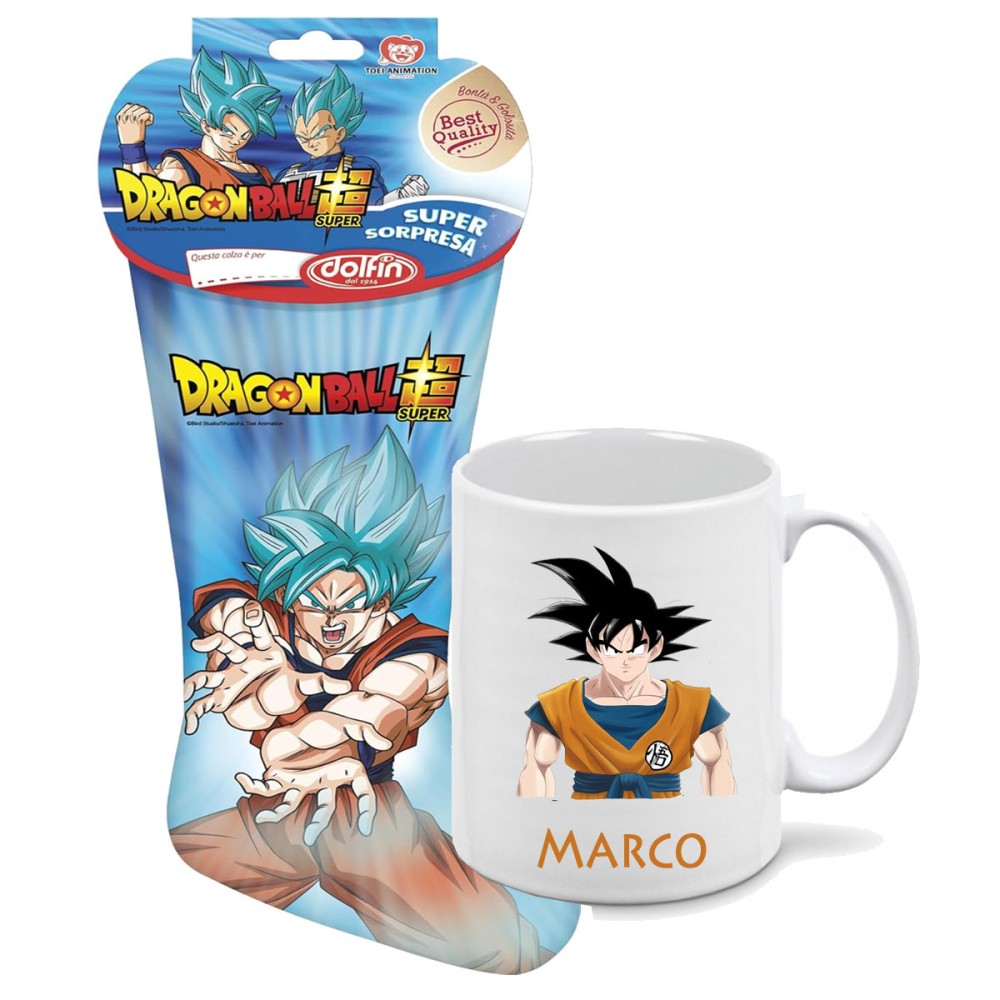 Calza della befana Dragon Ball 190 gr con tazza Personalizzabile