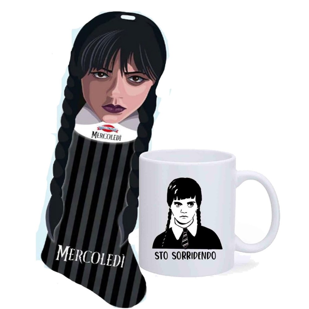 Calza della befana Mercoledì Addams 190 gr con tazza Personalizzabile