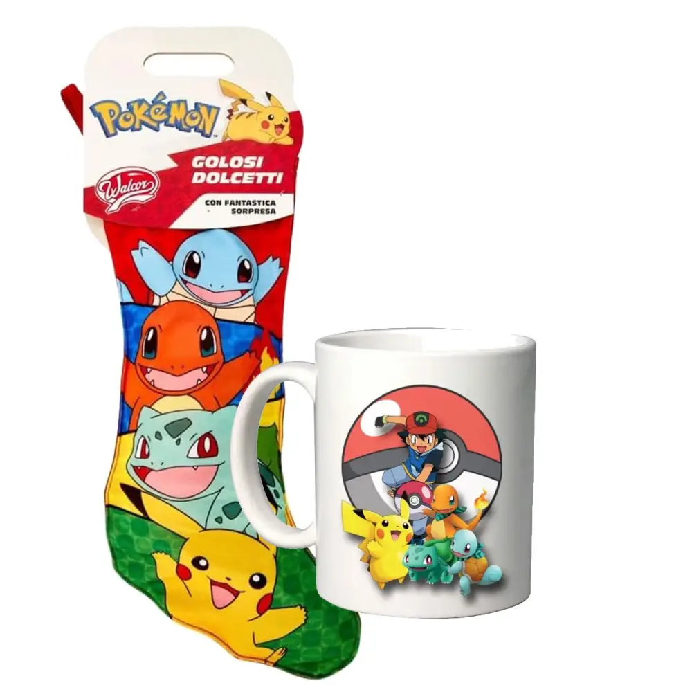 Calza della befana Pokemon 170 gr con tazza Personalizzabile