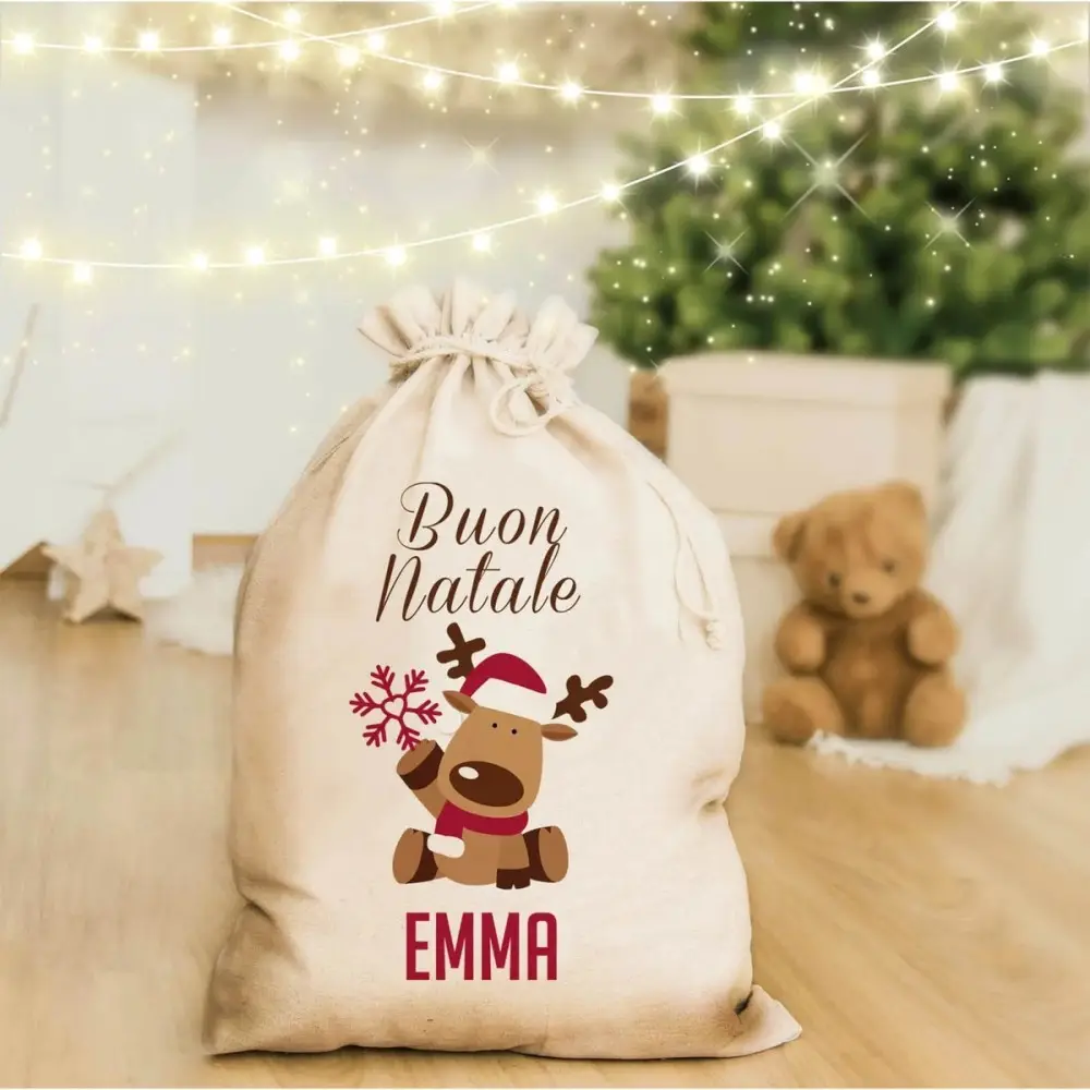 Sacca per doni Babbo natale personalizzabile
