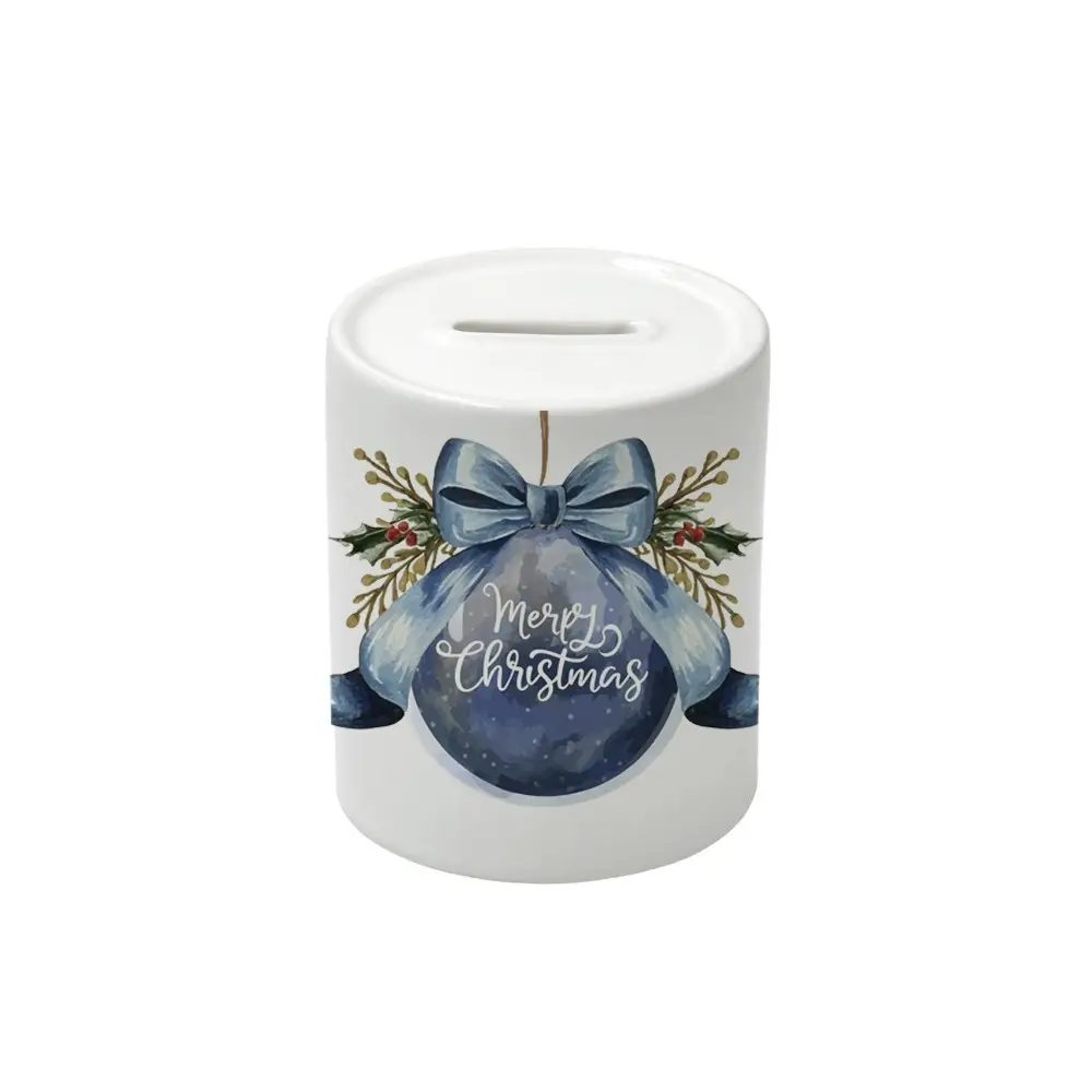 Salvadanaio in Ceramica natalizio con pallina blu