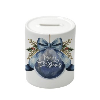 Salvadanaio in Ceramica natalizio con pallina blu