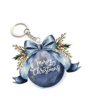Portachiavi in Plexiglass Pallina natalizia Blu - 10 pz