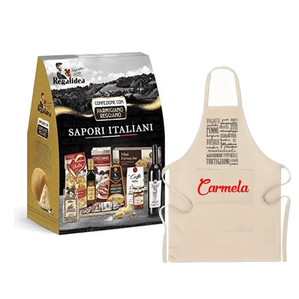 Sapori Italiani Cesto Natalizio con Grembiule Personalizzabile