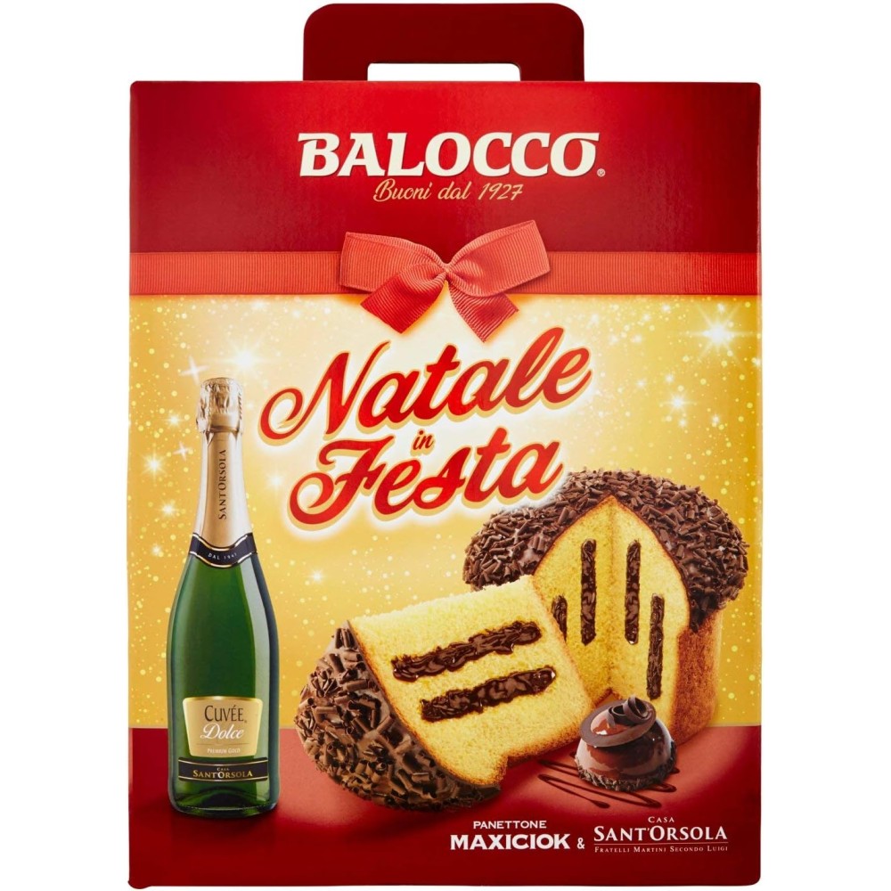 Balocco Natale in Festa Panettone Maxiciock e Casa Sant'Orsola Vino Spumante Dolce, 750ml