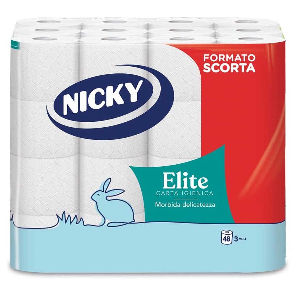 Nicky Elite - 48 Rotoli di Carta Igienica 150 Soffici Fogli a 3 Veli