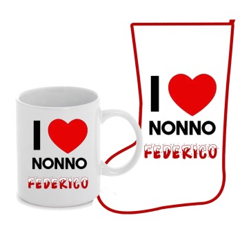 Calza befana con Tazza I love nonno personalizzabili