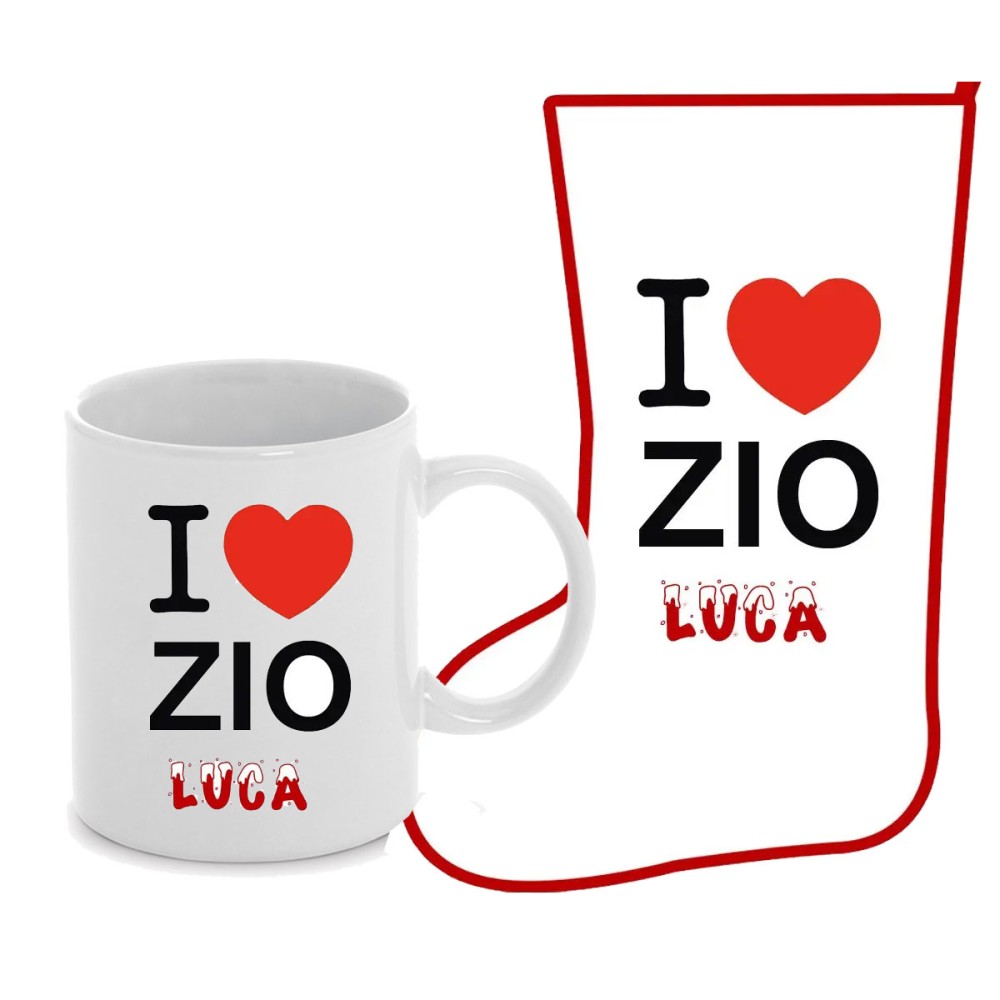 Calza befana con Tazza I love Zio personalizzabili