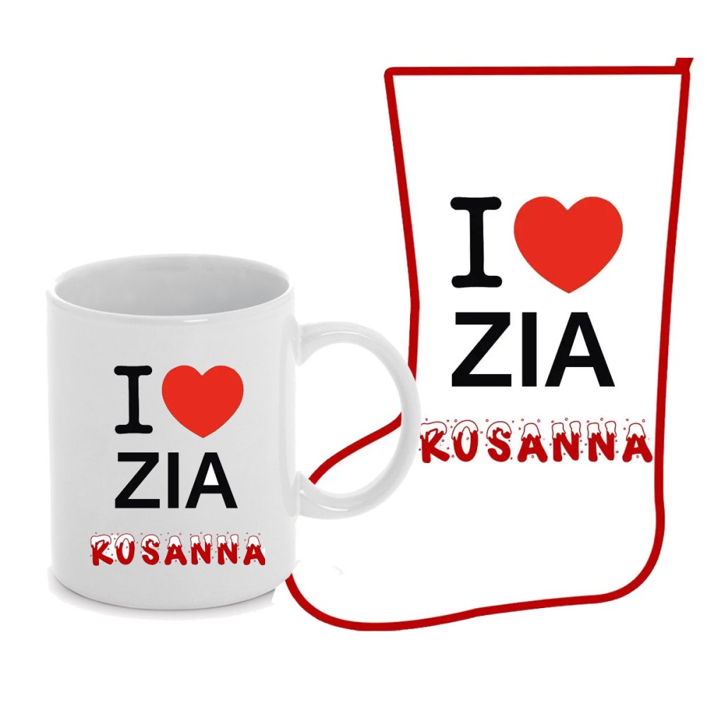 Calza befana con Tazza I love Zia personalizzabili