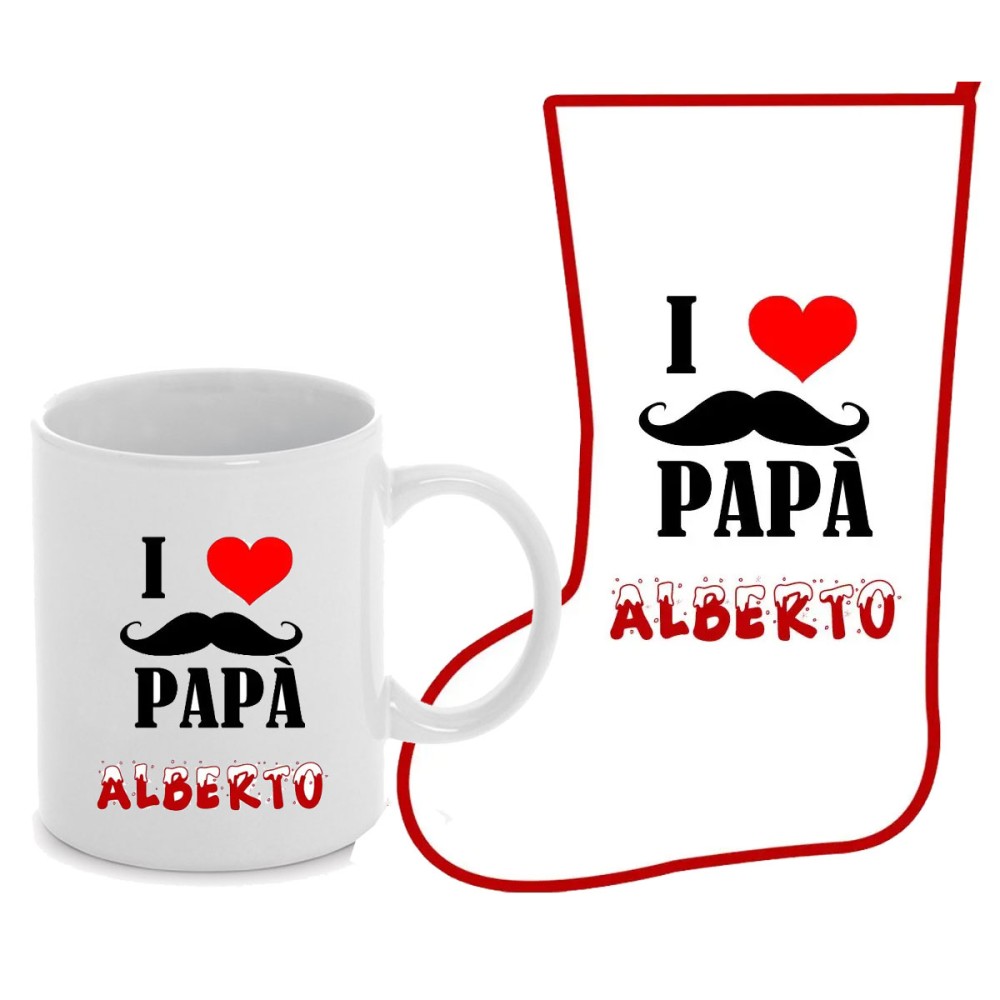 Calza befana con Tazza I love papà personalizzabili
