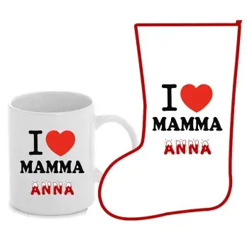 Calza befana con Tazza I love mamma personalizzabili