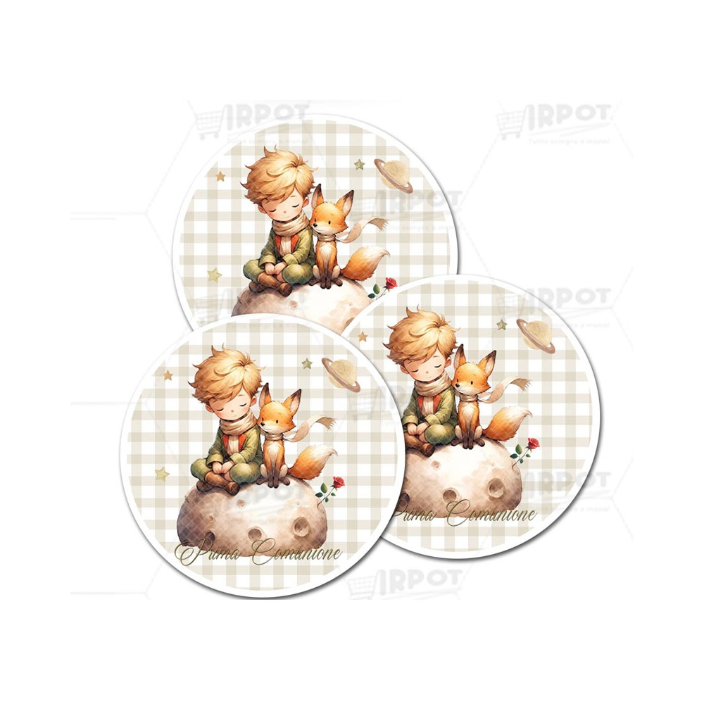 Adesivo tondo 3,5 cm Prima Comunione Little Prince - 1 PZ