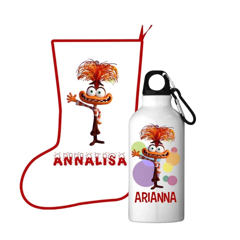 Calza della befana Ansia + borraccia personalizzabili Inside out