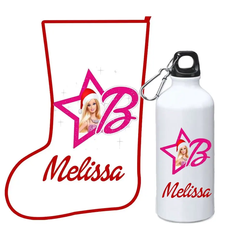 Calza della befana Barbie + borraccia personalizzabili