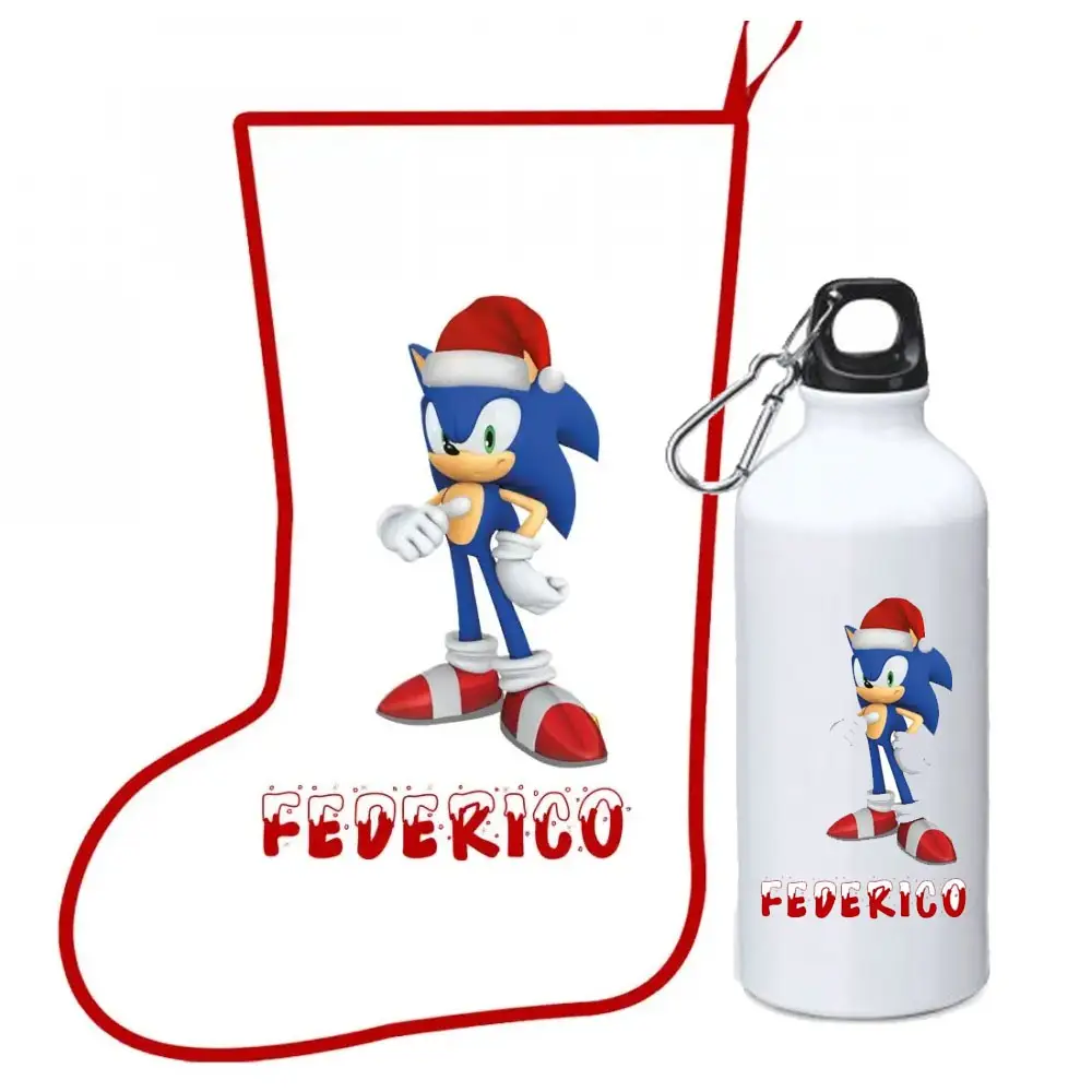 Calza della befana Sonic + borraccia personalizzabili