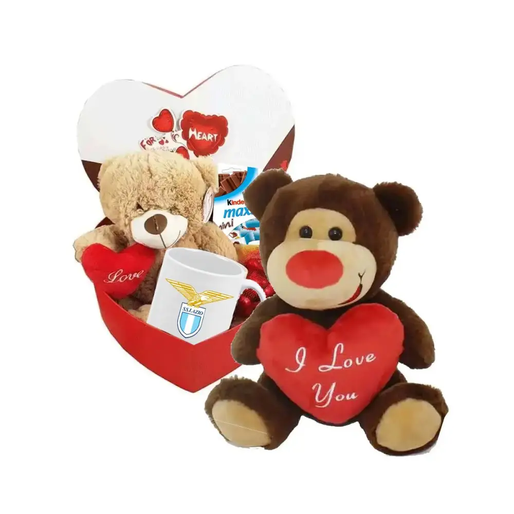 SCATOLA SAN VALENTINO DA REGALARE CON TAZZA LAZIO E PELUCHE