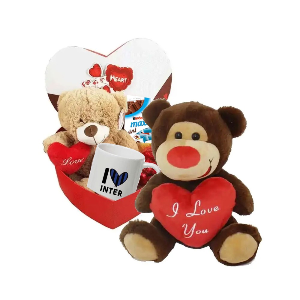 SCATOLA SAN VALENTINO DA REGALARE CON TAZZA INTER E PELUCHE