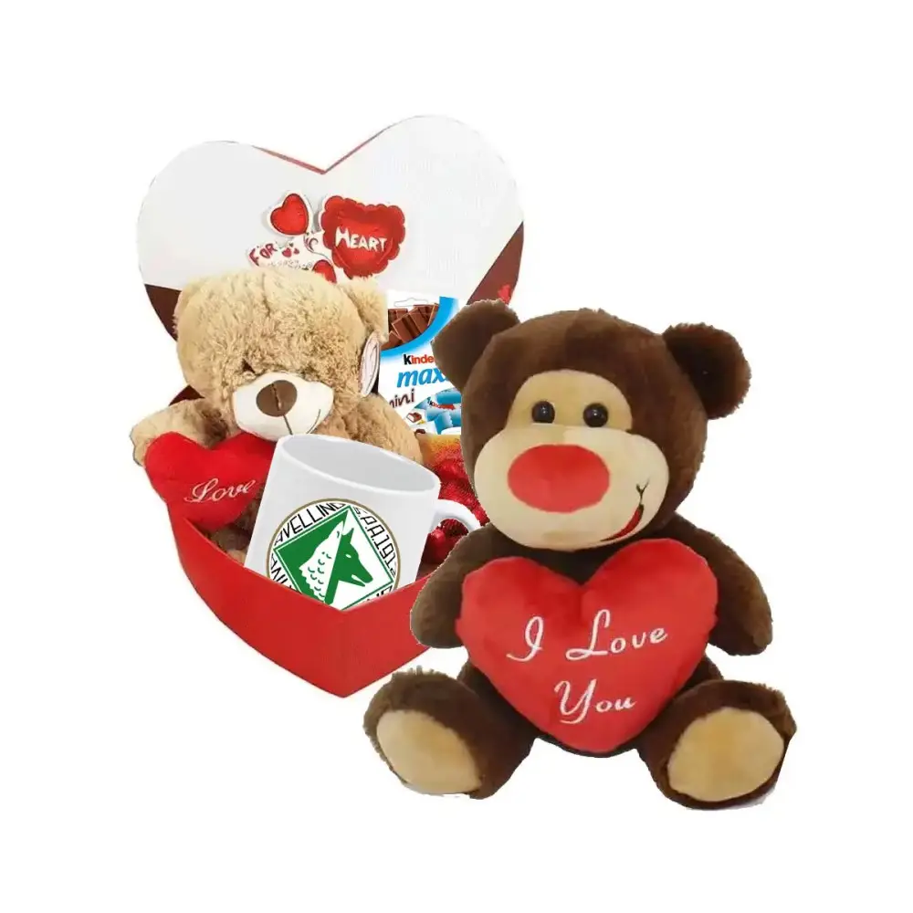 SCATOLA SAN VALENTINO DA REGALARE CON TAZZA AVELLINO E PELUCHE
