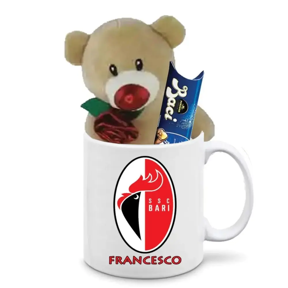 Tazza Personalizzabile Bari con Peluche Orsetto e Baci Perugina
