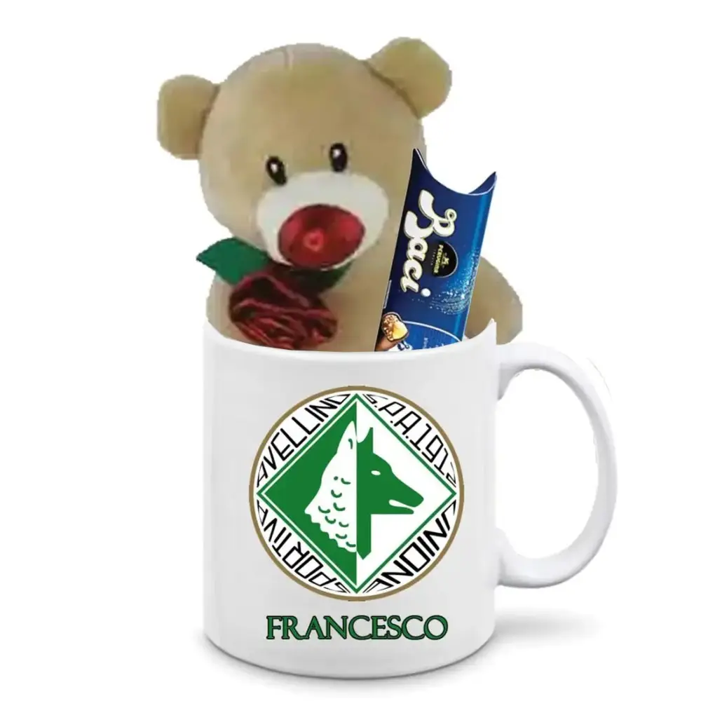 Tazza Personalizzabile Avellino con Peluche Orsetto e Baci Perugina