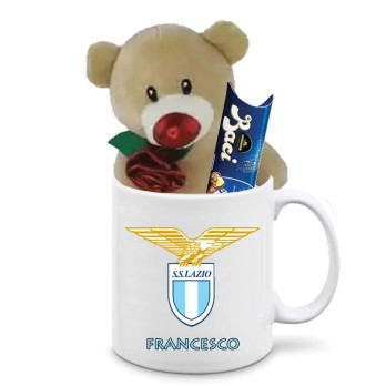 Tazza Personalizzabile Lazio con Peluche Orsetto e Baci Perugina