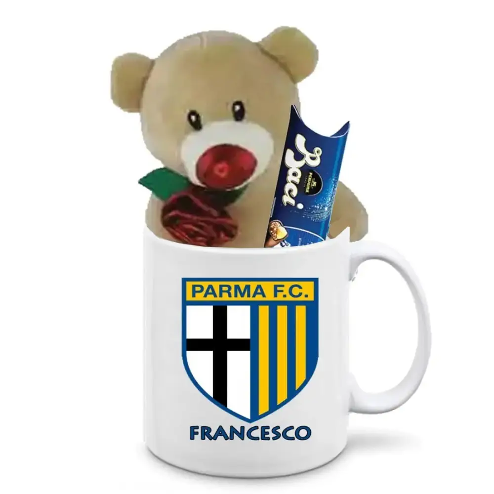 Tazza Personalizzabile Parma con Peluche Orsetto e Baci Perugina