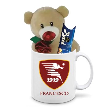 Tazza Personalizzabile Salernitana con Peluche Orsetto e Baci Perugina