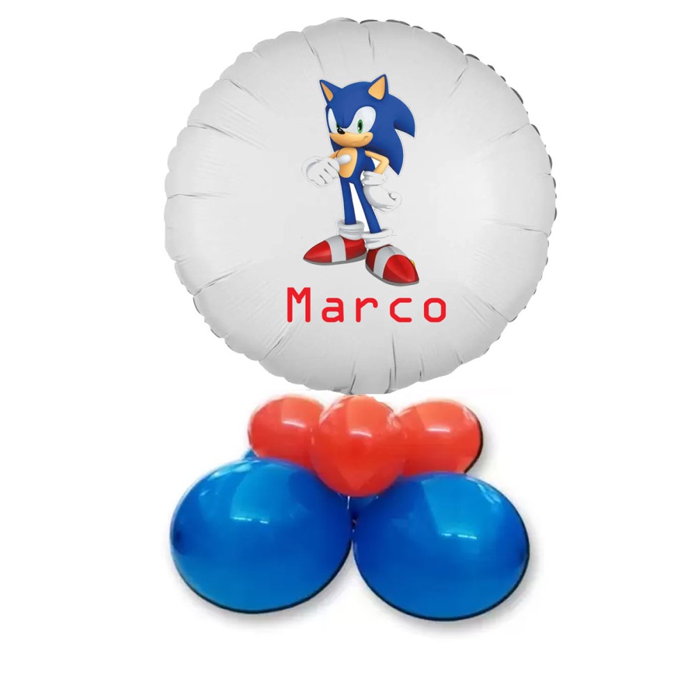 Centrotavola di palloncini con foil personalizzabile Sonic