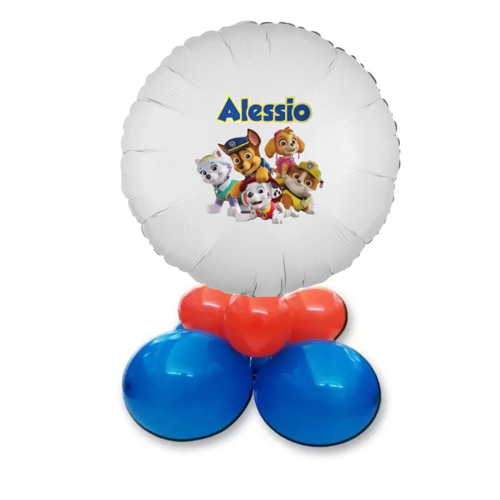 Centrotavola di palloncini con foil personalizzabile Paw Patrol