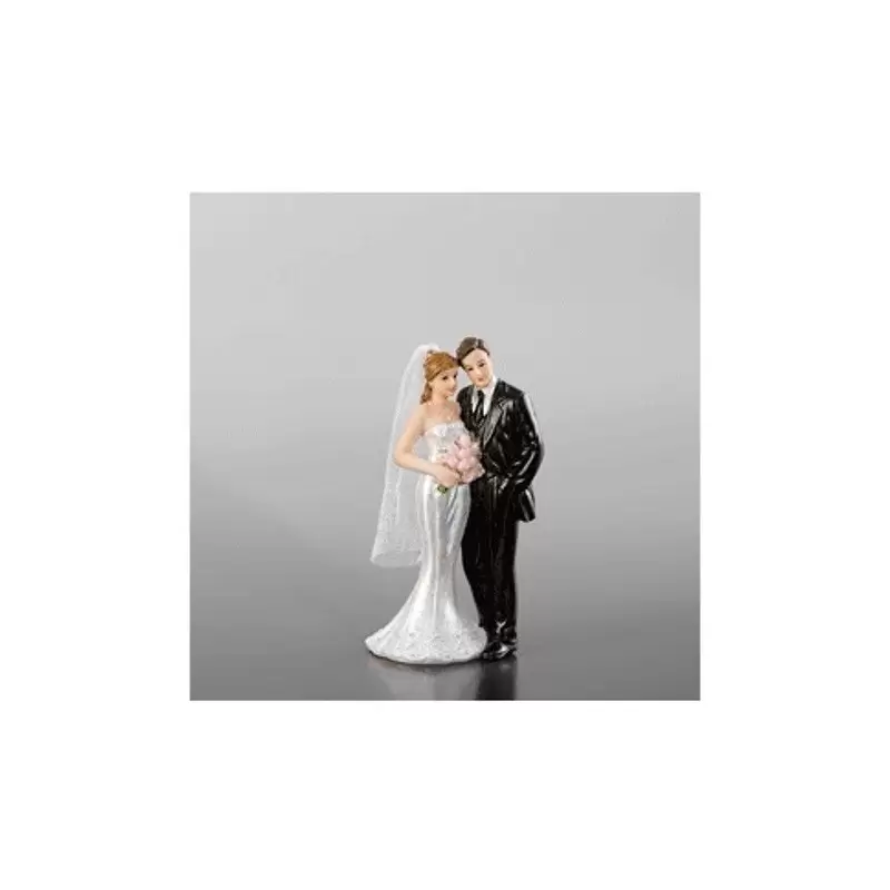 28469 CAKE TOPPER SPOSI CON BOUQUET PER TORTA MATRIMONIO