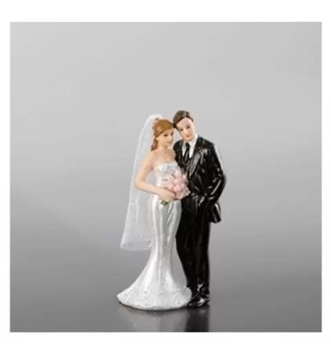 28469 CAKE TOPPER SPOSI CON BOUQUET PER TORTA MATRIMONIO