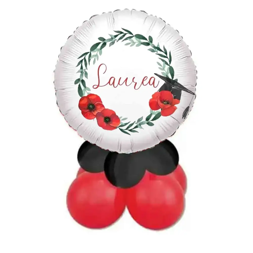 Centrotavola di palloncini fai da te laurea papaveri personalizzabile