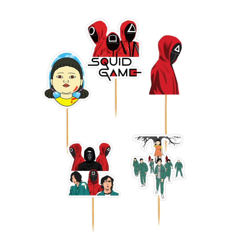 Cake Topper Picks Squid game 5pz con candelina