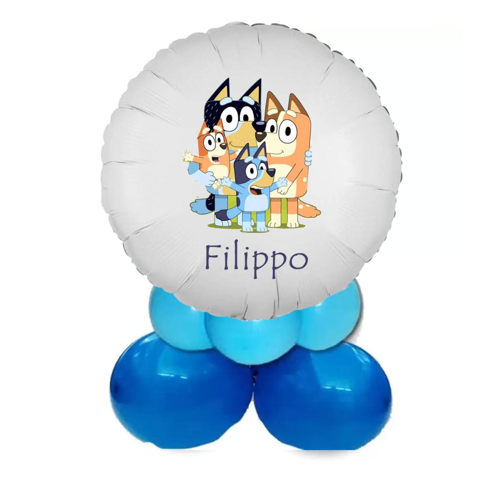 Set allestimento tavola torta Bluey con foil e banner personalizzabili