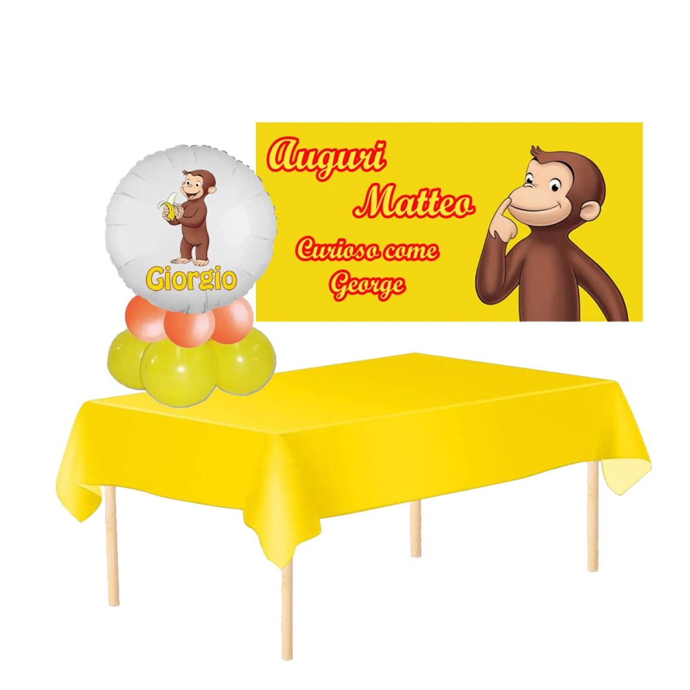Set allestimento tavola torta con Banner Personalizzabile Curioso come George