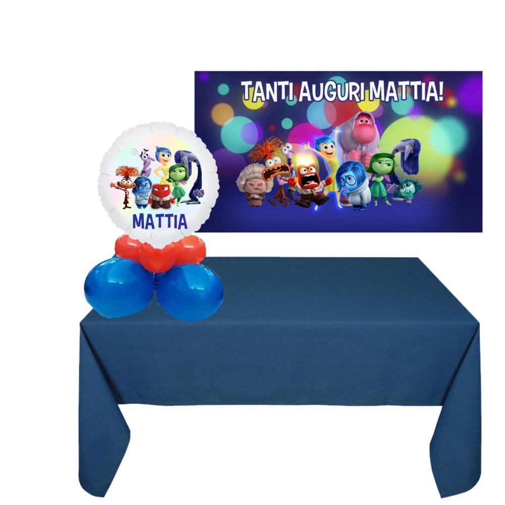 Set allestimento tavola torta Inside out con foil e banner personalizzabili