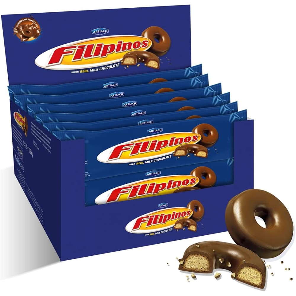Filipinos Biscotti croccanti ricoperti di cioccolato al latte 128 g 12 pz