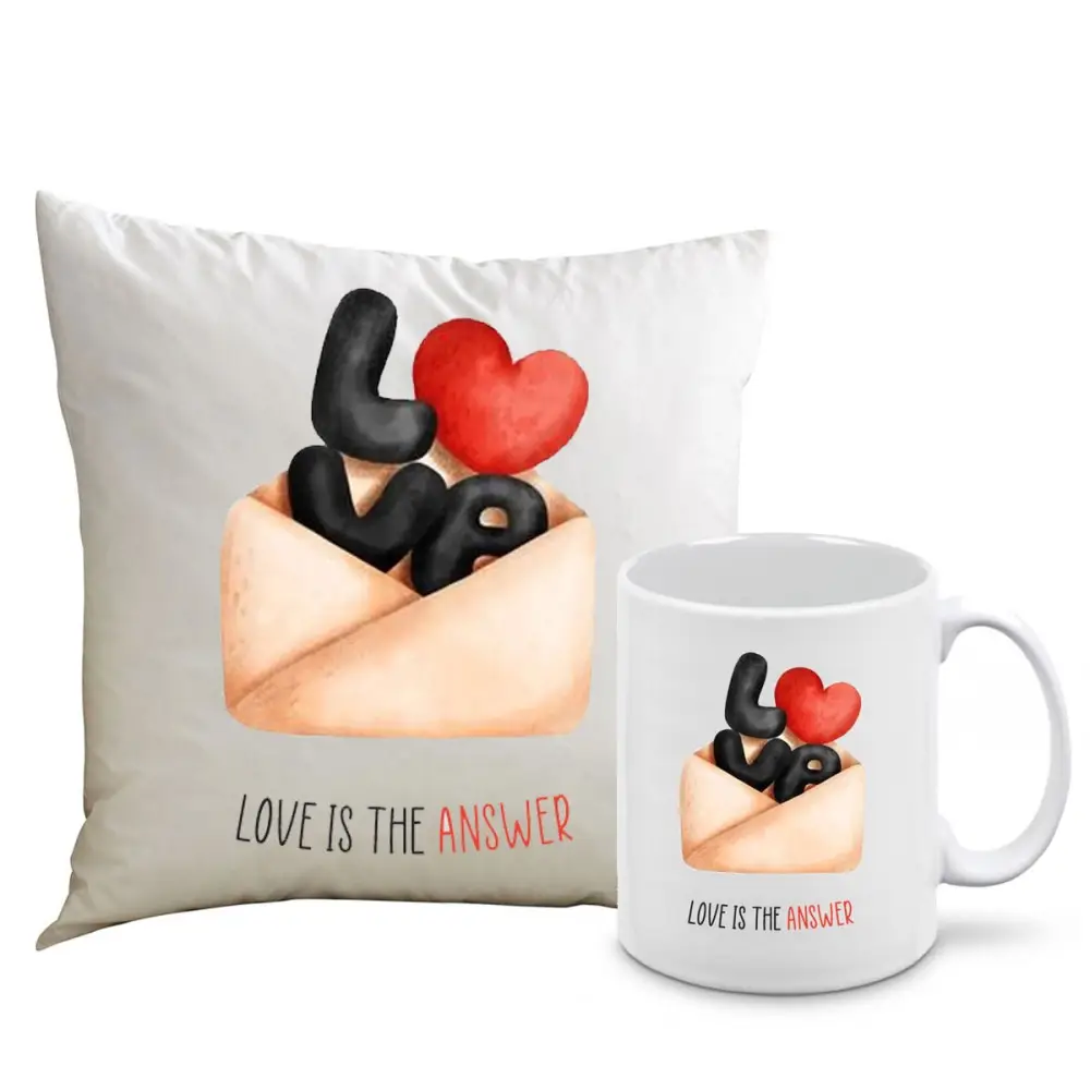 Cuscino San valentino Love is the answer + tazza