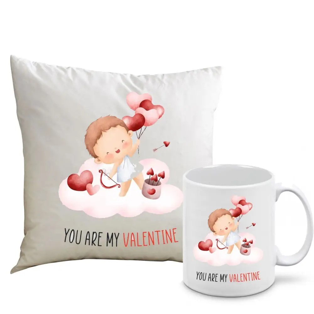 Cuscino San valentino You are my Valentine + tazza