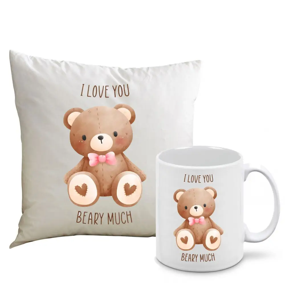 Cuscino San valentino + tazza I love you Beary much