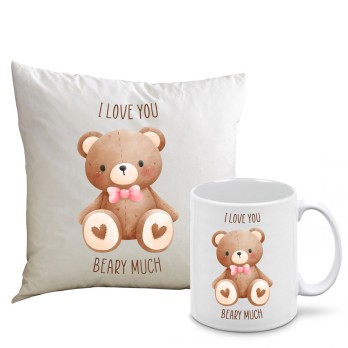 Cuscino San valentino + tazza I love you Beary much
