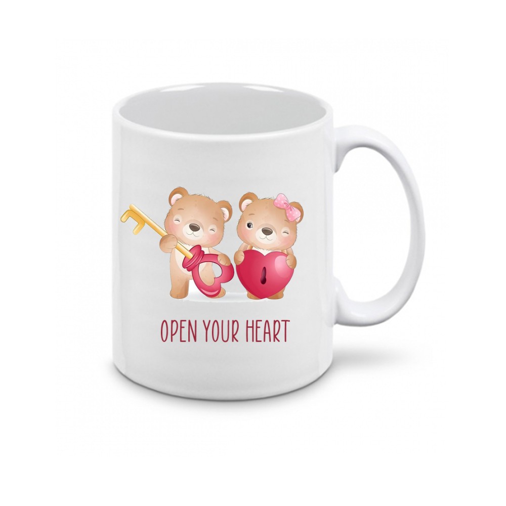 Cuscino San valentino + tazza Open your Heart