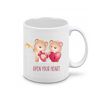 Cuscino San valentino + tazza Open your Heart