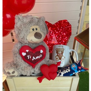 Set san Valentino con peluche Orsetto Ti Amo Baci e tazza