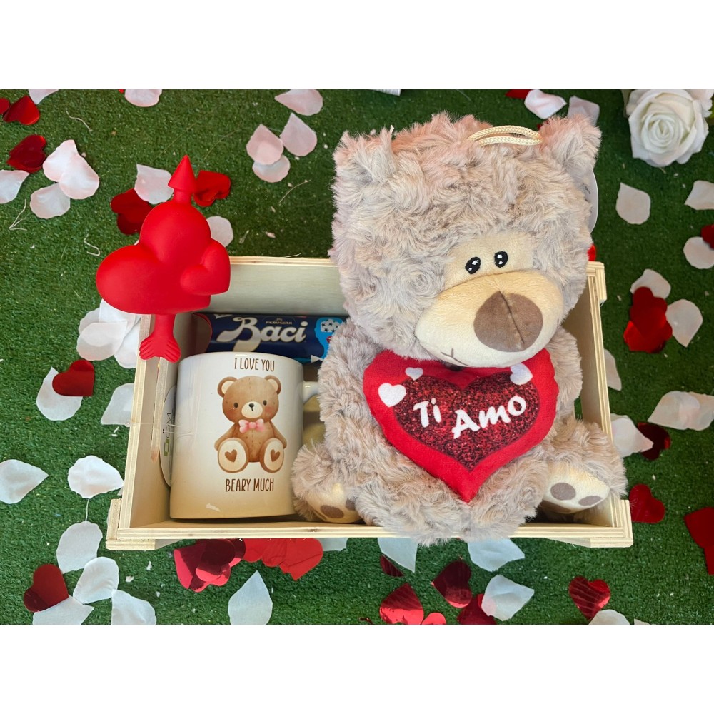 Set san Valentino con peluche Orsetto Ti Amo Baci e tazza